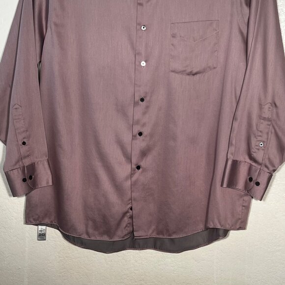 Geoffrey Beene Mens XL 17 1/2 33-35 Wrinkle-Free Sateen Dress Shirt Lavender - Picture 8 of 16